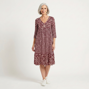 Florielle - Floral Print Midi Dress With Ruffle Hem