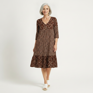 Florielle - Floral Print Midi Dress With Ruffle Hem
