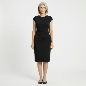 Clarvelle - Fitted Ruched Waist Midi Dress