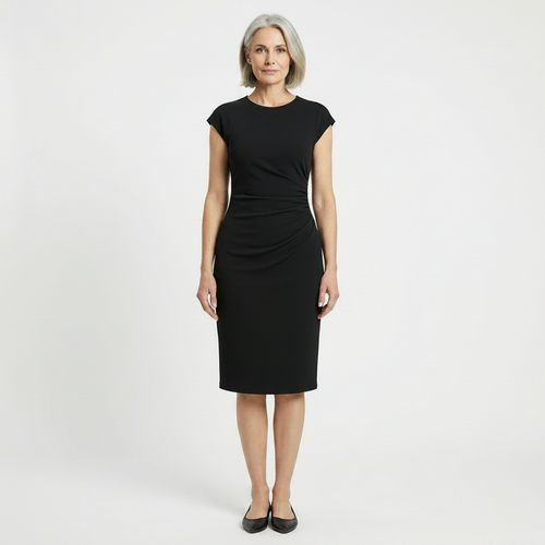 Clarvelle - Fitted Ruched Waist Midi Dress