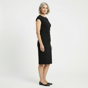 Clarvelle - Fitted Ruched Waist Midi Dress