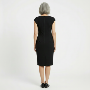 Clarvelle - Fitted Ruched Waist Midi Dress