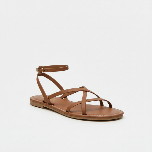 Solena - Strappy Flat Sandal With Ankle Closure