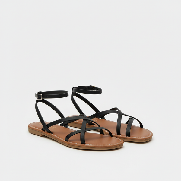 Solena - Strappy Flat Sandal With Ankle Closure