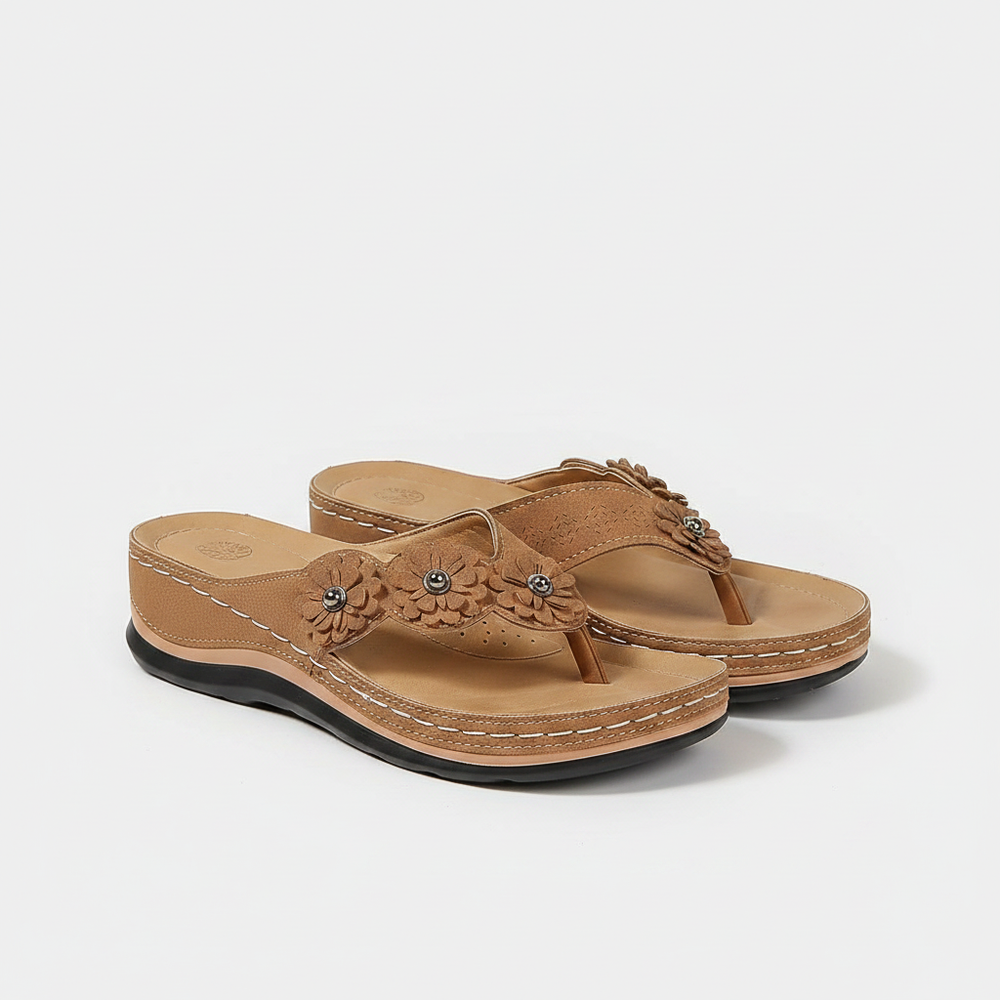 Nirelle - Wedge Flip-Flop With Floral Detail