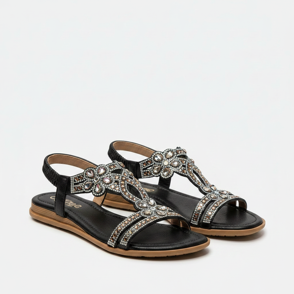 Giselle - Rhinestone Embellished Flat Sandal