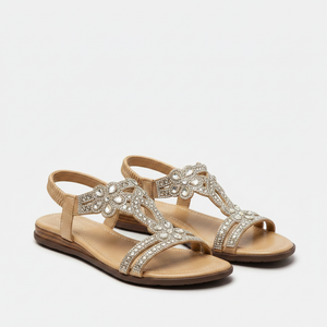 Giselle - Rhinestone Embellished Flat Sandal