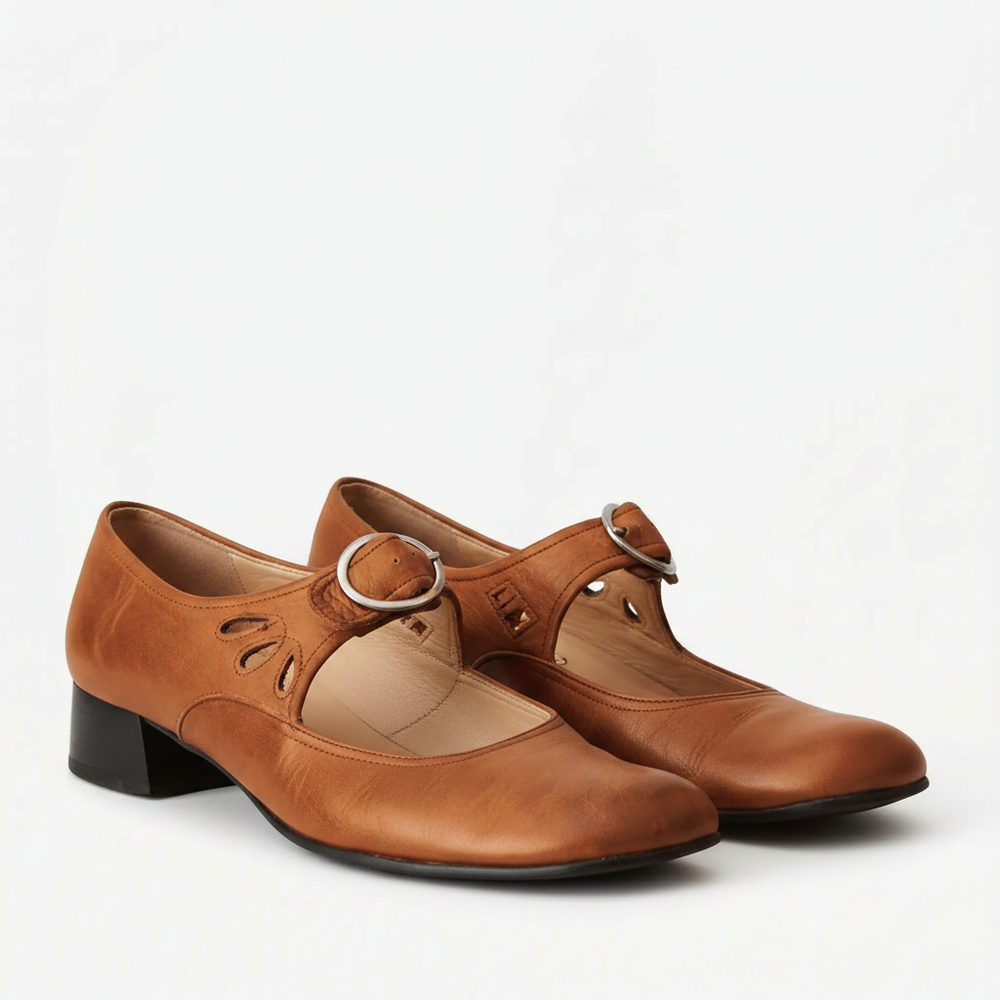 Delphine - Block Heel Buckle Strap Sandal
