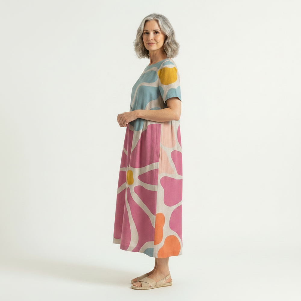Bloomara - Oversized Floral Print Maxi Dress