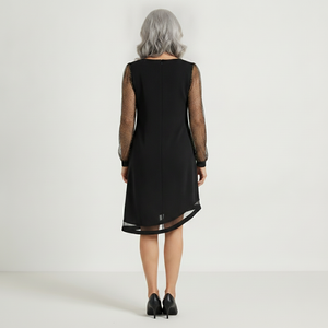 Velvrette - V-Neck Evening Dress With Sheer Sleeves