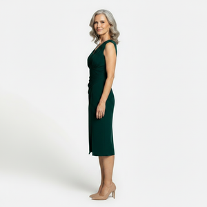 Velourra - Bodycon Pleated Midi Evening Dress