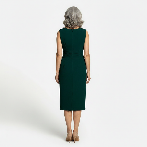 Velourra - Bodycon Pleated Midi Evening Dress