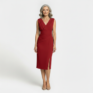 Velourra - Bodycon Pleated Midi Evening Dress