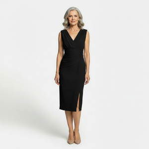 Velourra - Bodycon Pleated Midi Evening Dress
