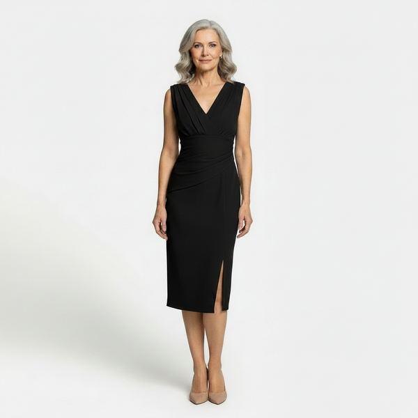 Velourra - Bodycon Pleated Midi Evening Dress