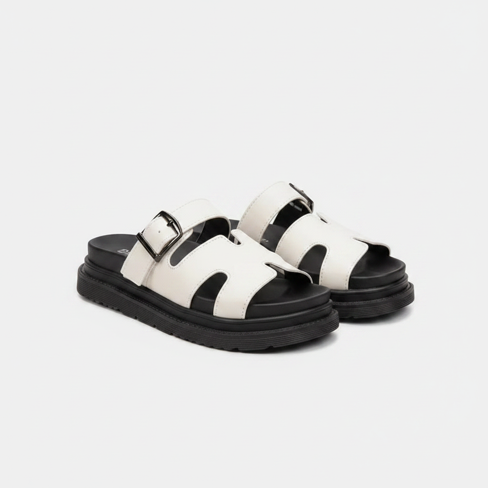 Evelyna - Open-Toe Slide Sandal With Buckle Strap