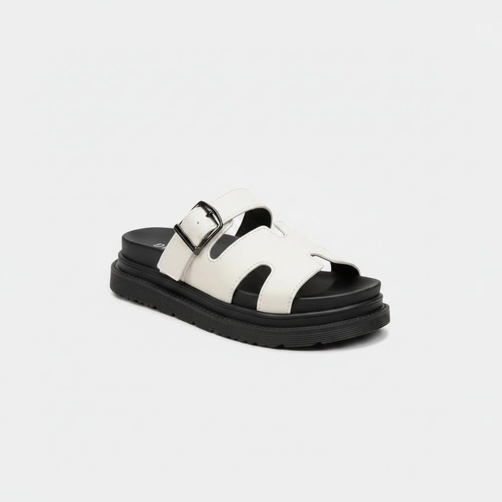Evelyna - Open-Toe Slide Sandal With Buckle Strap