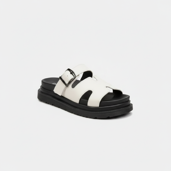 Evelyna - Open-Toe Slide Sandal With Buckle Strap