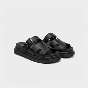 Evelyna - Open-Toe Slide Sandal With Buckle Strap