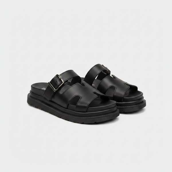 Evelyna - Open-Toe Slide Sandal With Buckle Strap