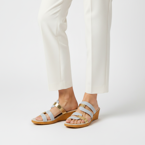 Iselle - Slip-On Glitter Strap Flat Sandal