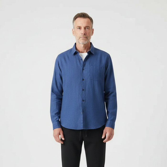 Hugor - Long Sleeve Button-Up Shirt And Pants Set