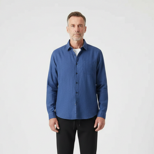Hugor - Long Sleeve Button-Up Shirt And Pants Set
