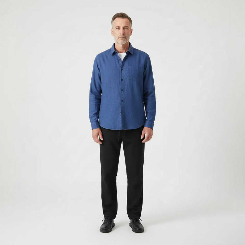 Hugor - Long Sleeve Button-Up Shirt And Pants Set