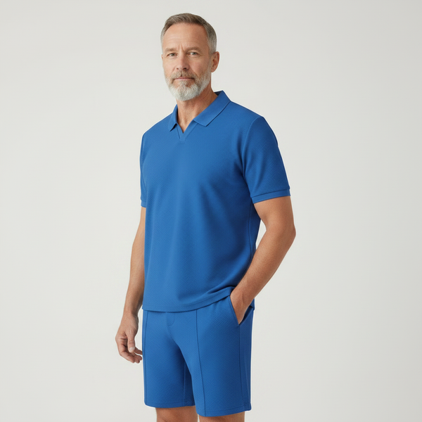 Marcel - Waffle-Textured Polo And Shorts Set