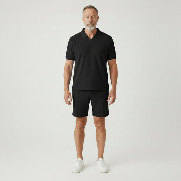 Marcel - Waffle-Textured Polo And Shorts Set