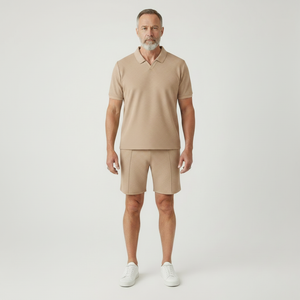 Marcel - Waffle-Textured Polo And Shorts Set
