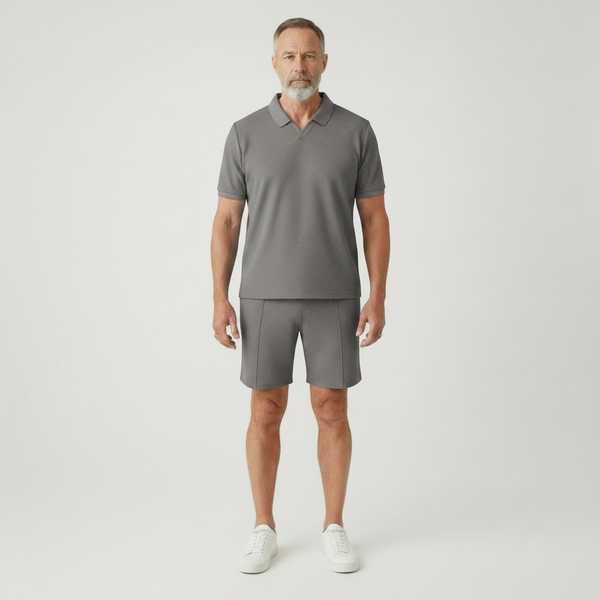 Marcel - Waffle-Textured Polo And Shorts Set