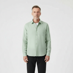 Hugor - Long Sleeve Button-Up Shirt And Pants Set