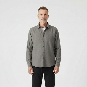 Hugor - Long Sleeve Button-Up Shirt And Pants Set
