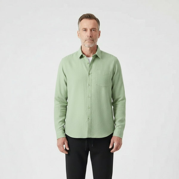 Hugor - Long Sleeve Button-Up Shirt And Pants Set
