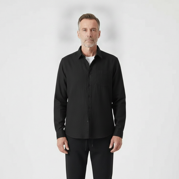 Hugor - Long Sleeve Button-Up Shirt And Pants Set