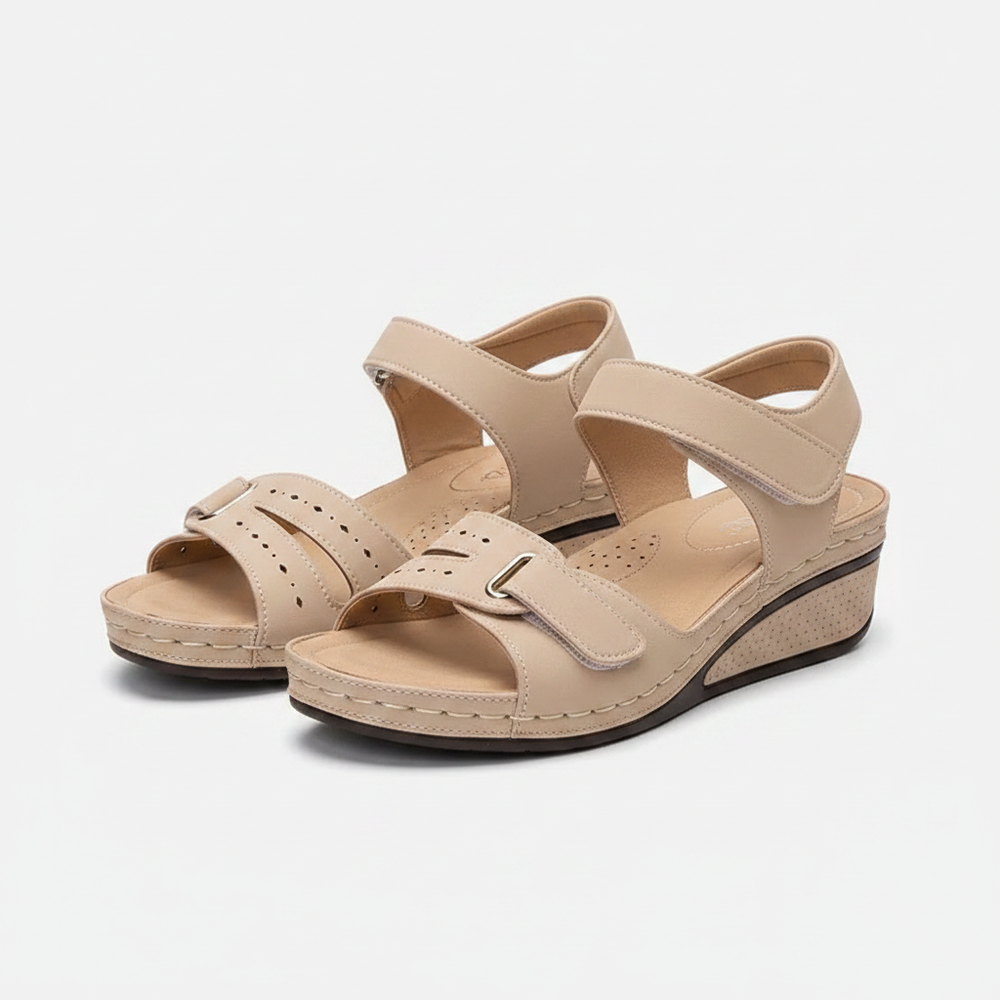 Emilia - Open-Toe Wedge Sandal With Buckle Straps