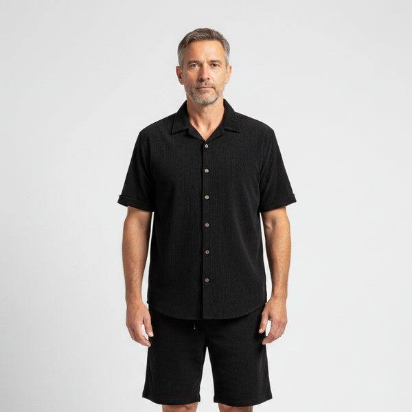 Julian- Short-Sleeve Button-Up Shirt And Shorts Set