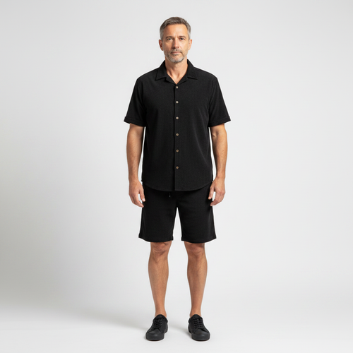 Julian- Short-Sleeve Button-Up Shirt And Shorts Set