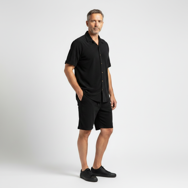 Julian- Short-Sleeve Button-Up Shirt And Shorts Set