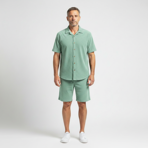 Julian- Short-Sleeve Button-Up Shirt And Shorts Set