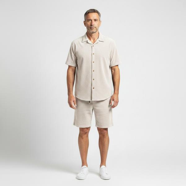 Julian- Short-Sleeve Button-Up Shirt And Shorts Set