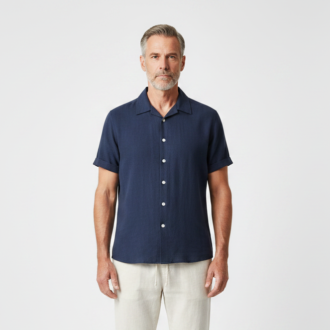 Antonio- Short-Sleeve Stand-Collar Matching Set