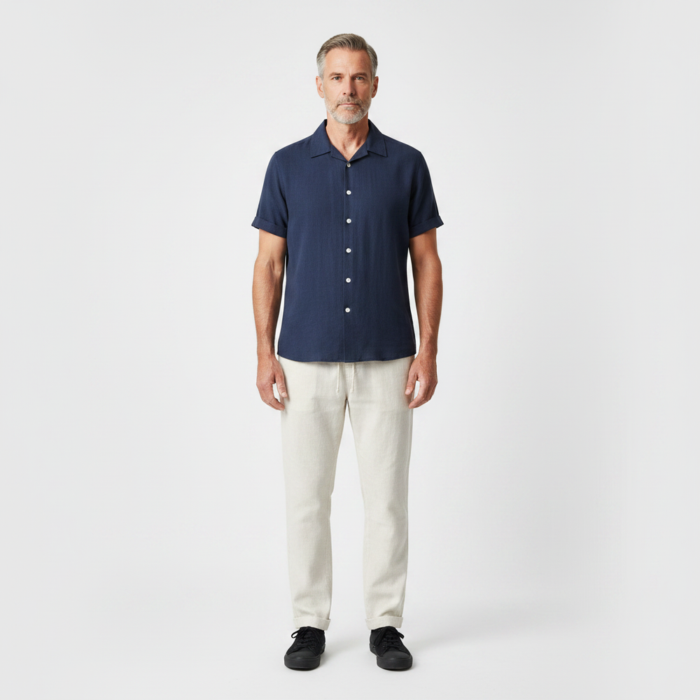 Antonio- Short-Sleeve Stand-Collar Matching Set