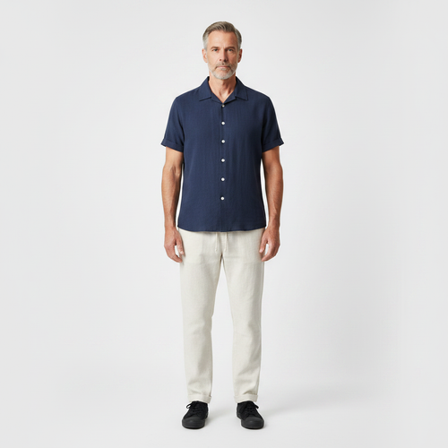 Antonio- Short-Sleeve Stand-Collar Matching Set