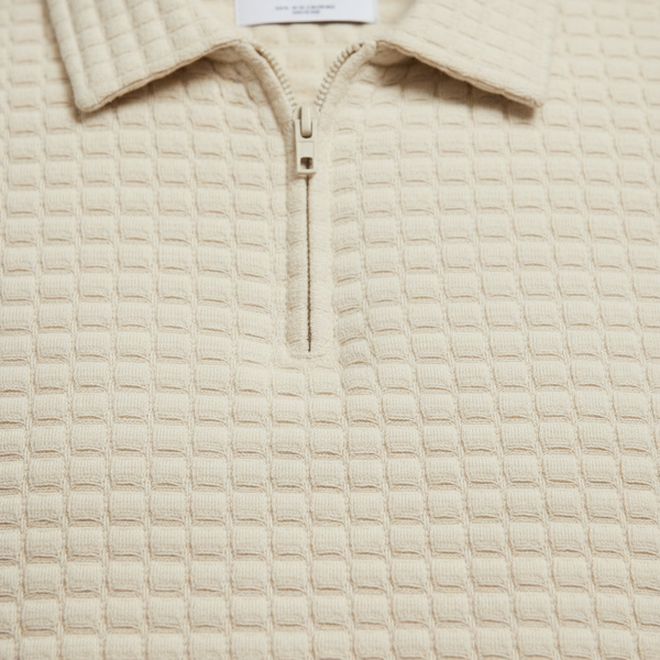 Dominik - Textured Zip-Collar Shirt And Shorts Set