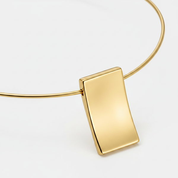 Squarelle - Geometric Square Pendant Choker Necklace