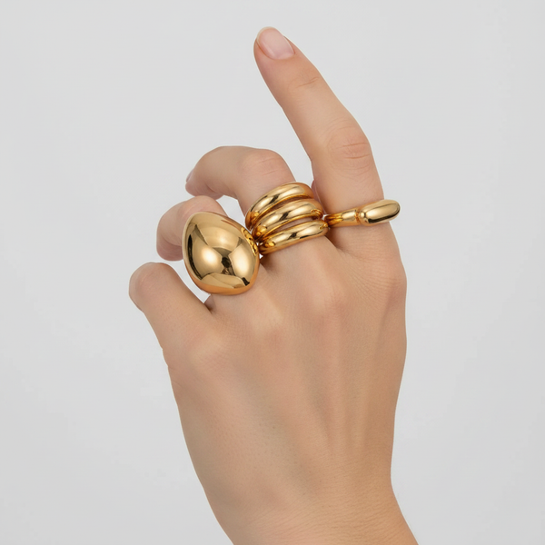 Geometrik - Adjustable Open Geometric Ring Set