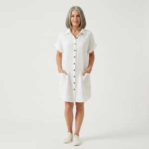 Breezon - Collared Button-Down Midi Dress