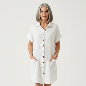 Breezon - Collared Button-Down Midi Dress